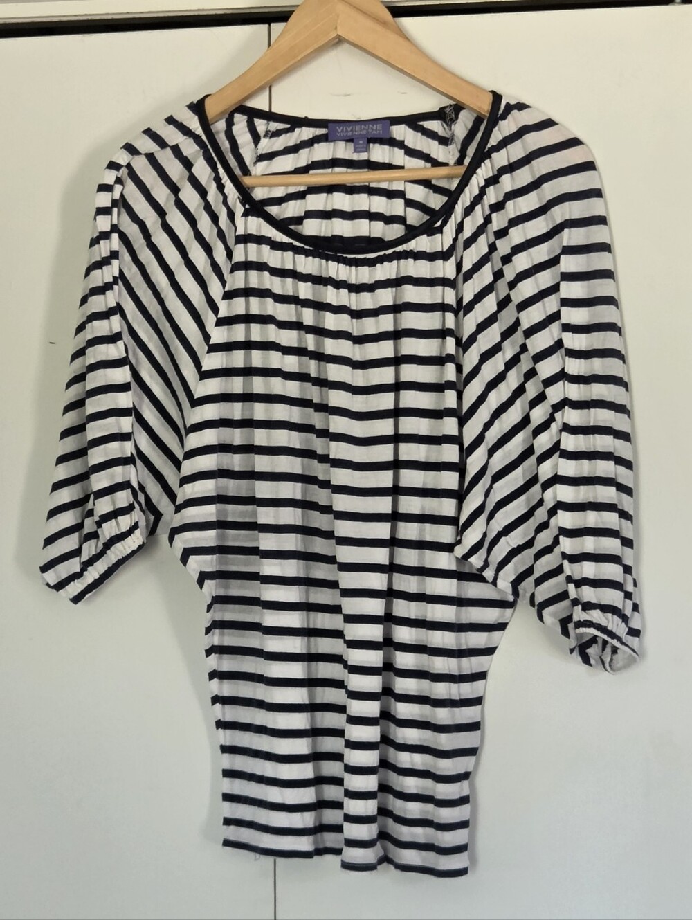 Vivienne Tam Blue and White Striped Dolman Top
